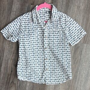 Men's White and Blue Patterned Shirt